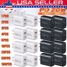 Lot 20W PD USB C Wall Charger Fast Quick Charge QC 3.0 Power Adapter Dual Ports