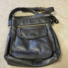 VTG Fossil Purse 75082 Black Pebbled Leather Crossbody Shoulder Bag L