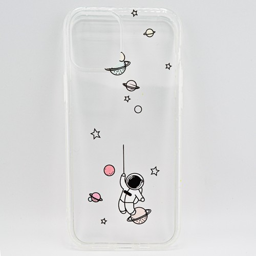 iPhone 12 & 12 Pro Clear TPU Cell Phone Case Astronaut Planets & Stars NEW - Picture 1 of 2