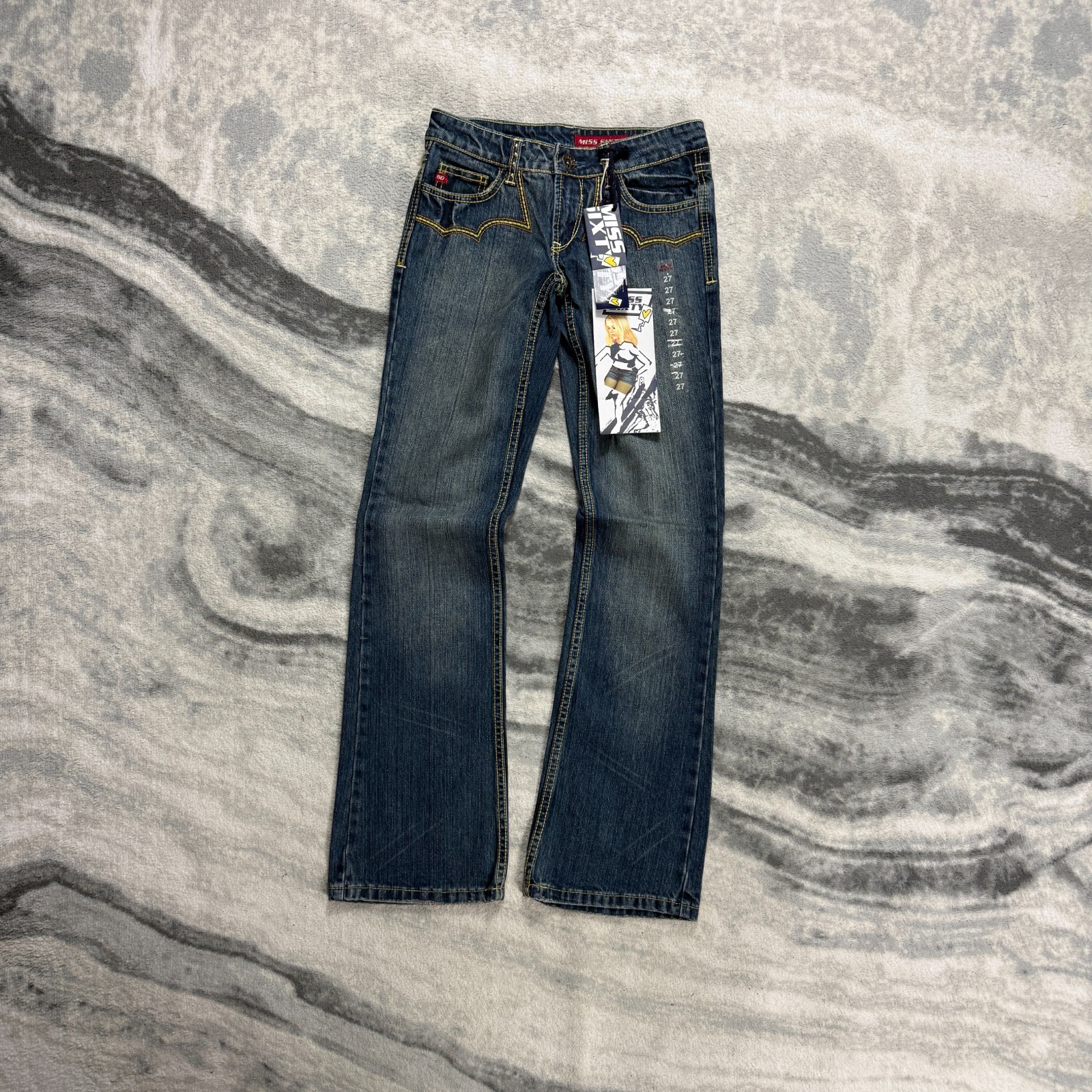 Vintage Miss Sixty 2000s Y2K 'Eden' Blue Studded Bootcut Low Rise Size 27 Jeans image 4