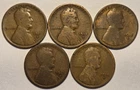 Circulated lot of (5) nicer low mintage 1912 D Lincoln Wheat Cents