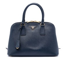 Prada Medium Saffiano Lux Promenade Satchel Pre-Loved Navy