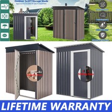 5 x 3ft Metal Garden Shed Outdoor Tool Storage Organizer Small House Deep Grey