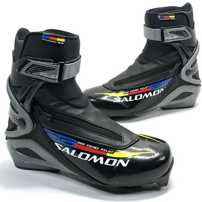 Salomon Pro Combi Pilot SNS Cross Country Ski Boots Black MEMO Strap Mens 8.5 US