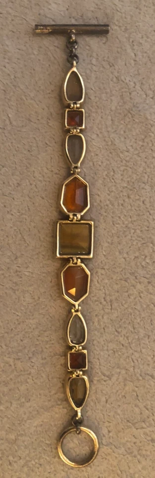 Позолоченный разноцветный браслет с драгоценными камнями 7"" - Изображение 4 из 4