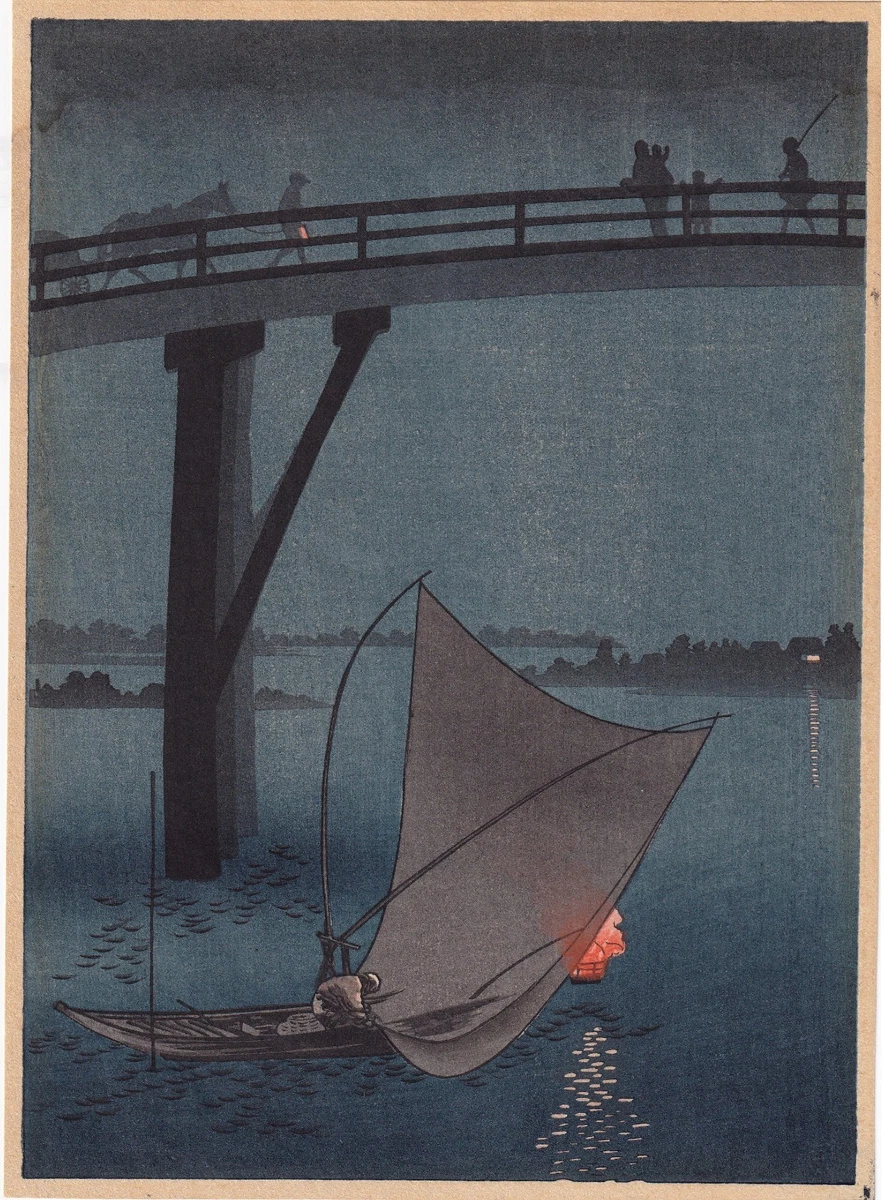 蓝色古董日本版画| eBay