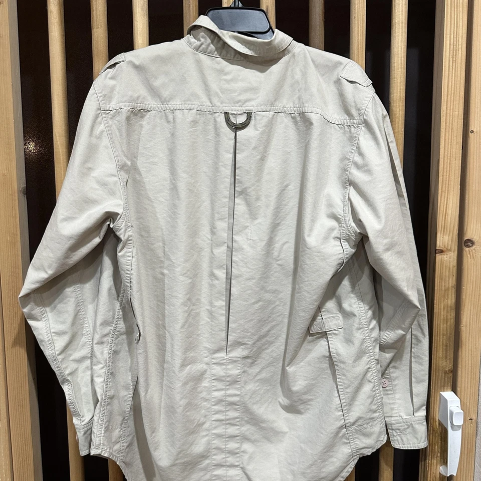 Ex Officio Shirt Men Medium Beige Travel Wear Long Sleeve Outdoor Safari Pockets - Image 3 of 4