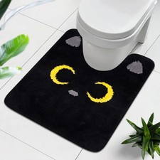 Toilet Rug - Cute Cat Rugs U Shaped Washable Soft and Absorbent Bath Rug