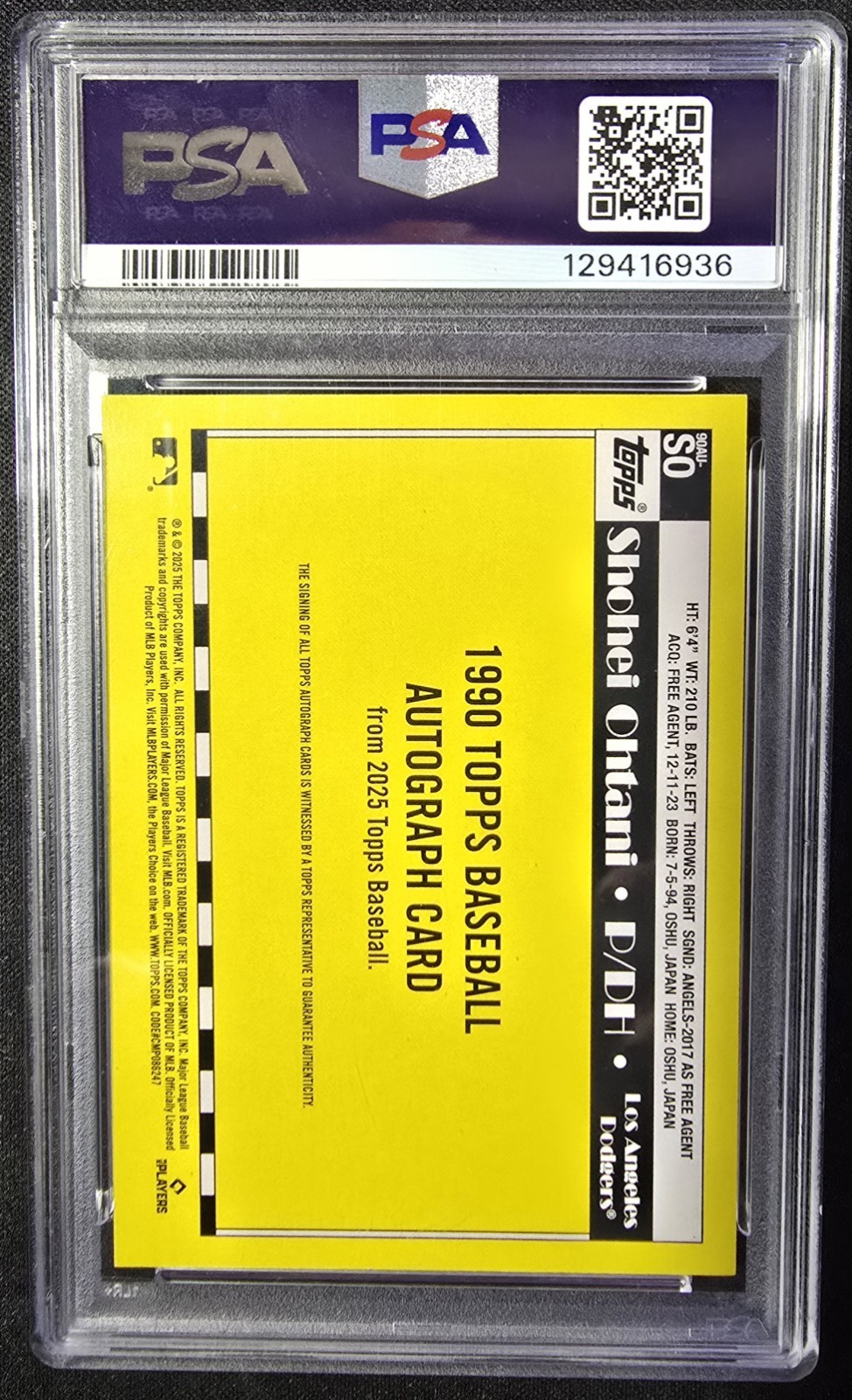Shohei Ohtani 2025 Topps 1990 Baseball Autograph PSA 9🔥  Auto 10🔥  #90AUSO view 2