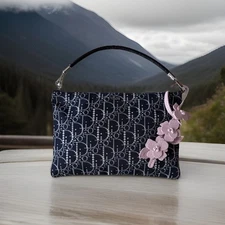 Christian Dior Pochette Daily Oblique Navy/Black Pearly Clutch 2nd Bag w/ Box…