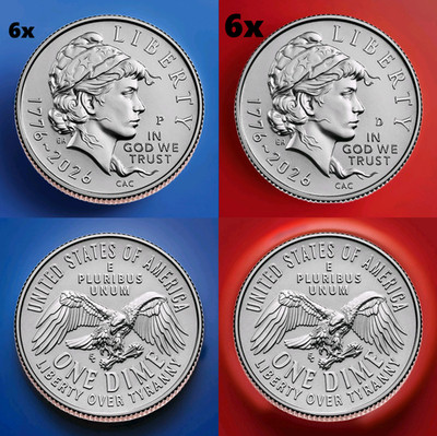    2026 P&D Emerging Liberty Dimes 12-Coin Lot Coins 3-Hole Flips 1776 - BU!