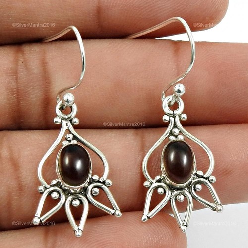 Natural Smoky Quartz Dangle Root Chakra New Earrings Jewelry 925 Sterling Silver - Picture 5 of 8