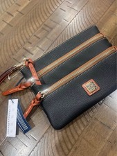 NWT Dooney Bourke Pebble Grain Large Triple Zip Wristlet