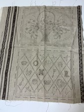 Needlework Pattern PRIMITIVE Set Of 2 French General Needle Embroidery On Linen
