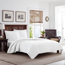 Tommy Bahama Quilt Set Pre-Washed Lightweight Year-Round Use White Twin