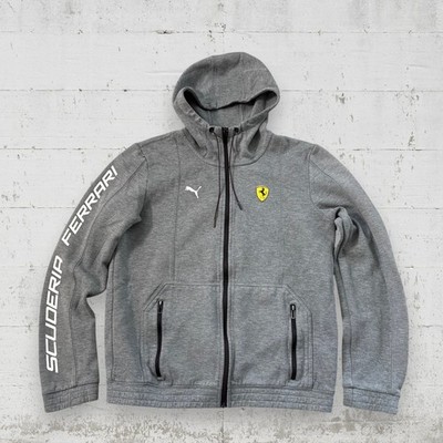 Puma Mens Scuderia Ferrari Full Zip Hoodie Grey Black Motorsport Jacket Size S