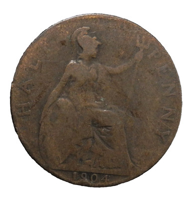 Great Britain 1904 Edward V Half Penny 1/2 P UK ecoinsales