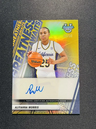 2025-26 Topps Bowman U's Best Greatness Auto Aliyahna Morris Gold 50/50 CG47