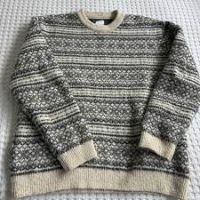Boys Zara 13-14 Men  s S White Fair Isle Crew Neck Acrylic Sweater