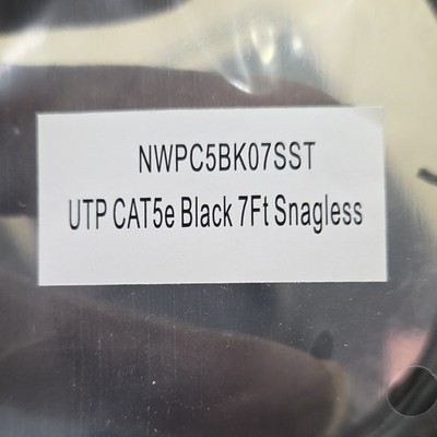 *LOT OF 100* Mitel 5340 IP Phone Cable NWPC5BK07SST UTP CAT5e Black 7ft Snagless