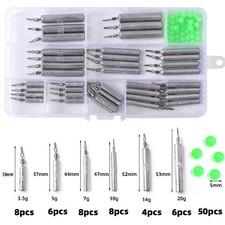 40 pezzi 1/8 oz-3/4 oz peso piombo colpo a goccia matita + 50 pezzi perline luminose 5 mm/scatola