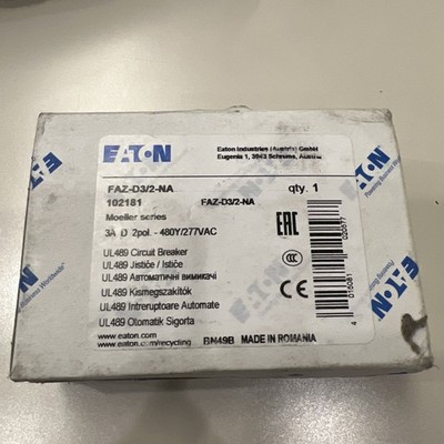 EATON FAZ-D3/2-NA MINI CIRCUIT BREAKER 3 AMP 2-POLE DIN RAIL NEW NO BOX x18