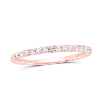 Diamond Wedding Womens Band 14k Rose Gold Single Row Ring