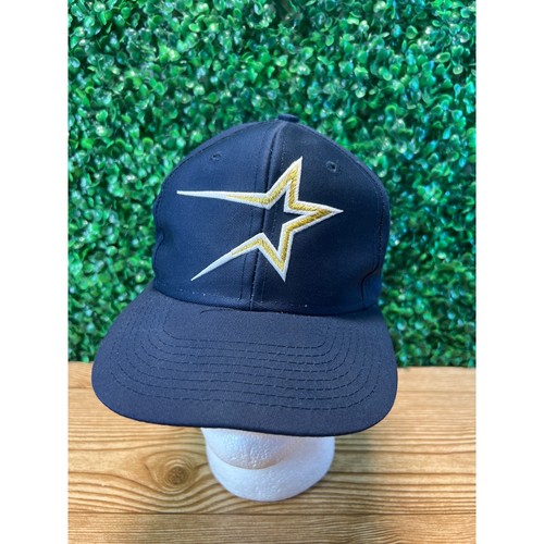 Vintage MLB 90s Houston Astros Snapback Hat Navy Blue with Player Signature