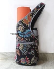 Handmade Paisley Print Cotton Yoga Mat Bag Quilted Shoulder Sling With Zipper