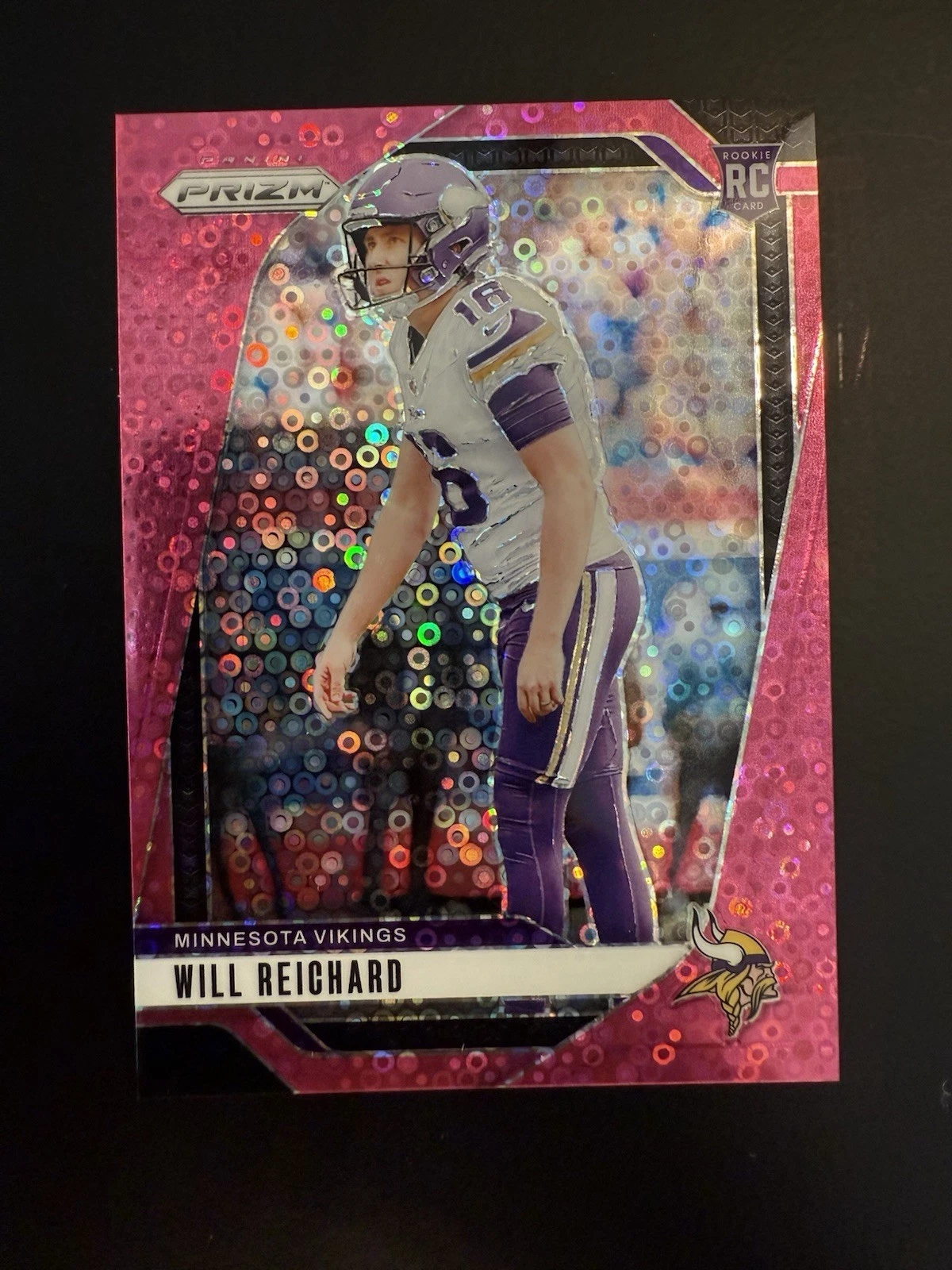 2024 Panini Prizm Will Reichard Pink Disco Prizm #07/25 RC Rookie #396