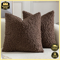 Kissenbezug 50X50 Cm Teddywolle PlüSch Bouclé Schokoladenbraun 2Er Set Deko