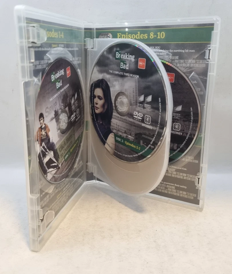 2010 Sony BREAKING BAD Complete Third Season 4 Disc Set DVD Bryan Cranston - Image 3 of 3