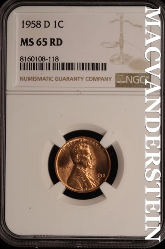 1958-D Lincoln Wheat Cent - NGC MS 65 RD - Brilliant Uncirculated  #SLE6