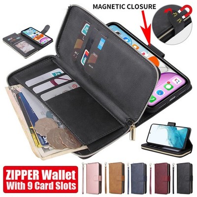 Zipper Wallet Case Leather Flip Cover For iPhone 17/16/15/14/13/12/11 Pro Max 8