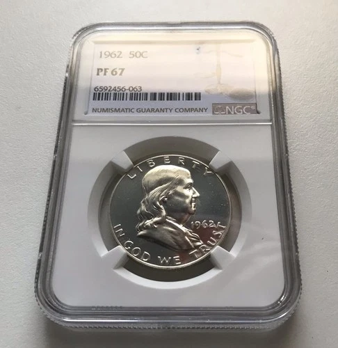 1962 Proof Silver Franklin Half Dollar 50c Graded by NGC at PF67 Beautiful Coin.