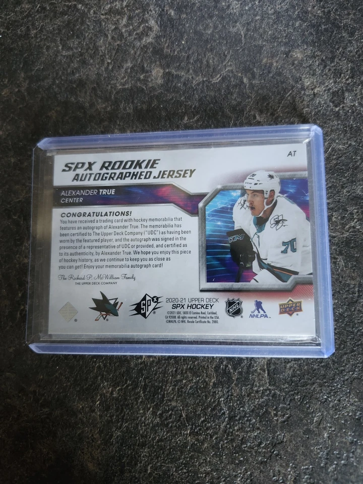 2020-21 Upper Deck SPx Rookie Jersey Auto 218/375 Alexander True Card# AT - Image 2 of 2