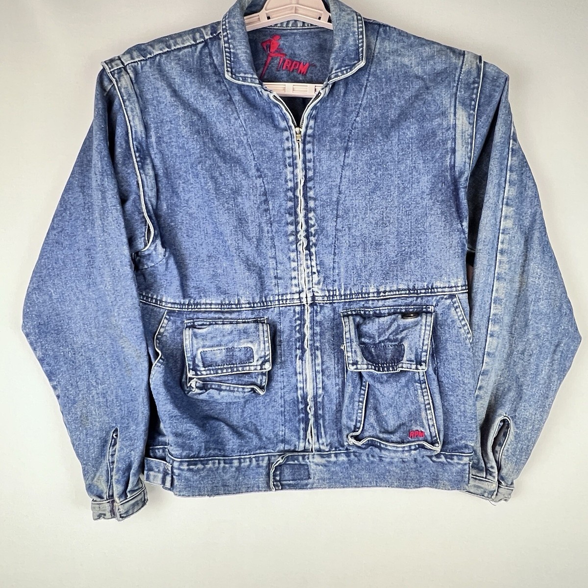 ジャケット・アウター Ameri DETACHABLE SLEEVE DENIM SHIRT RPM Fashions 80's 2 In 1 Denim Jacket Vest Detachable
