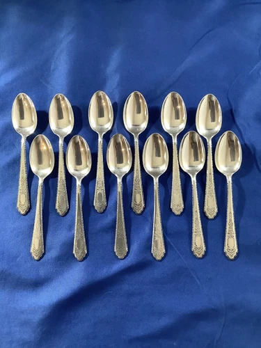 Set Of 12 Lunt Mary I Treasure Sterling Silver Demitasse Spoons