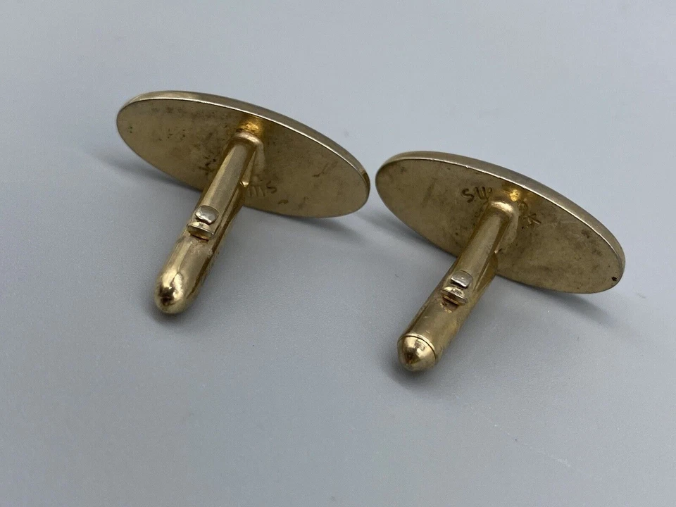 Gemelos texturizados Swank firmados vintage con acento de cristal en tono dorado Foto 3 de 4