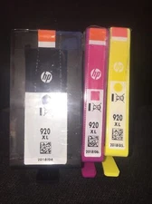 HP Genuine 920XL B, M, Y 3 Pack Ink Cartridges In OEM Pack Exp 2018