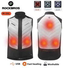 ROCKBROS Winter Cycling Electric Heated Vest USB Jacket Thermal Coat Washable