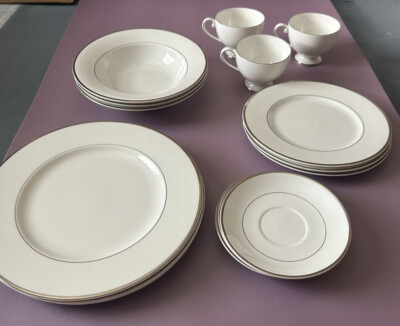 Mikasa Ultima + Cameo Platinum HK301 Lot 15 Pc Mikasa Plates Bowls Cups