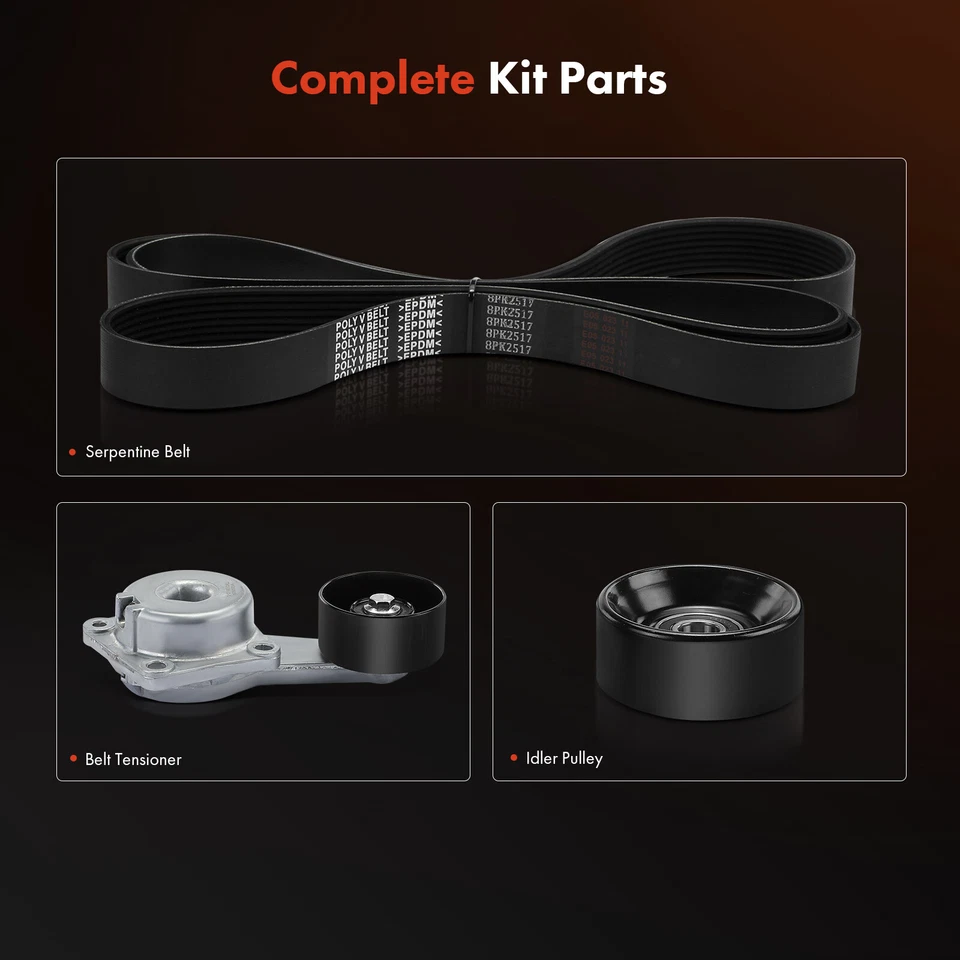 3x Serpentine Belt Drive Component Kit w/ Air Conditioning for Ford F-150 F-250 - Image 3 of 4