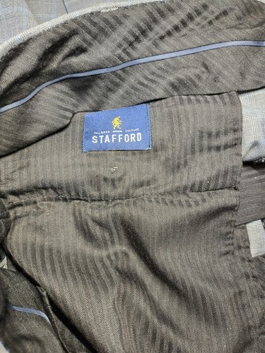 Stafford Travel Classic Fit Dress Pants 40x30 Grey Blue Plaid Suit Separates - Picture 5 of 6
