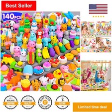 Bulk Mini Animal Erasers - Classroom Prizes  Party Favors - 140 Pack