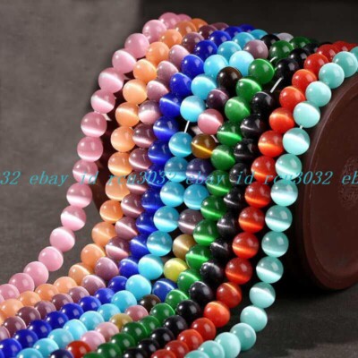 Wholesale Natural 8mm Cat Eye Opal Gemstones Round Beads 15'' Making Jewelry DIY