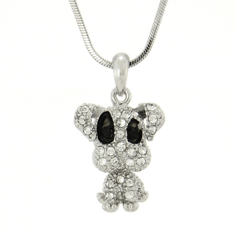 Swarovski Crystal Puppy Dog Movable Pendant Necklace Gift for Pet Lovers