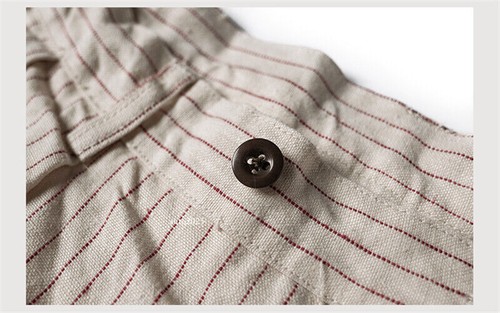 NON STOCK Linen Striped Shorts Below Knee Baggy Sport Men Casual Baseball Shorts - Picture 13 of 32