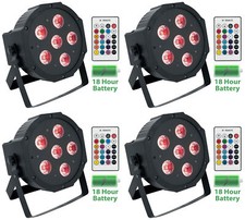  4 Rockville BATTERY PAR 61 Rechargeable RGBWA UV DMX DJ Wash Lights Remotes