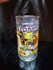 Vintage 91 Hardees The First 30 Years The Flintstones Glass Cup Little Bamm-Bamm